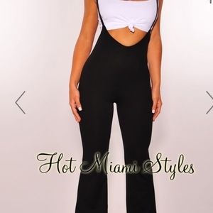 Hot Miami Styles Black White Suspender Overall Set